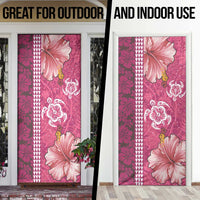 Pink Hibiscus Turle Door Cover Hawaiian Style Tribal Tapa Pattern - Polynesian Pride