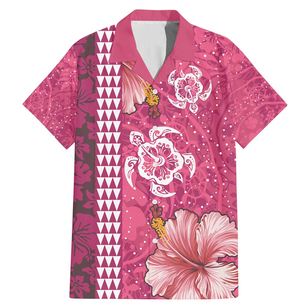 Pink Hibiscus Turle Family Matching Mermaid Dress and Hawaiian Shirt Hawaiian Style Tribal Tapa Pattern