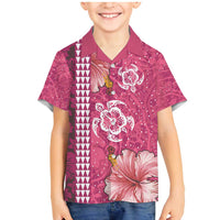 Pink Hibiscus Turle Family Matching Mermaid Dress and Hawaiian Shirt Hawaiian Style Tribal Tapa Pattern