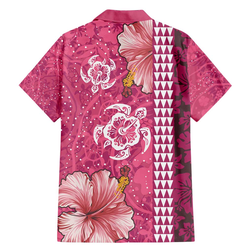Pink Hibiscus Turle Family Matching Off Shoulder Maxi Dress and Hawaiian Shirt Hawaiian Style Tribal Tapa Pattern