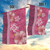 Pink Hibiscus Turle Garden Flag Hawaiian Style Tribal Tapa Pattern