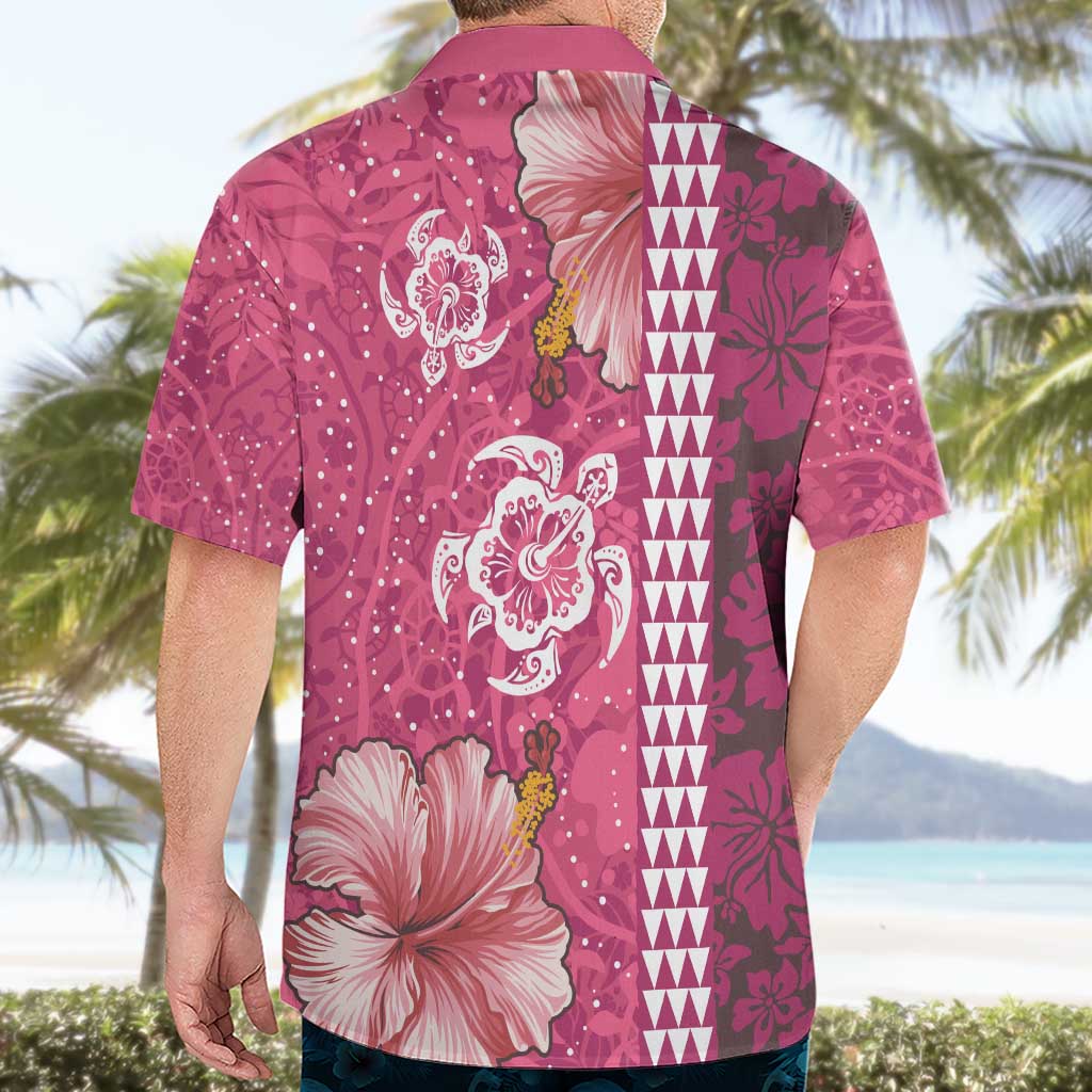 Pink Hibiscus Turle Hawaiian Shirt Hawaiian Style Tribal Tapa Pattern