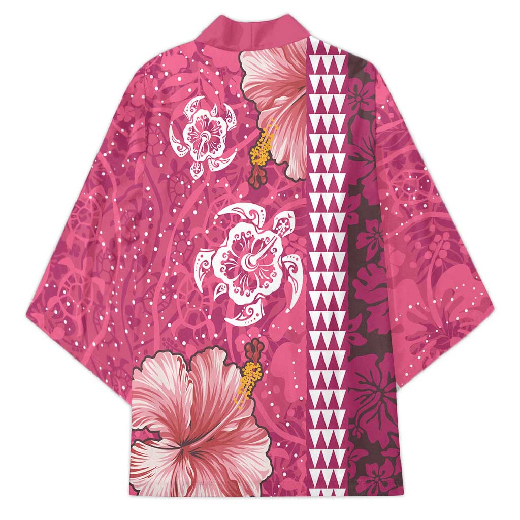 Pink Hibiscus Turle Kimono Hawaiian Style Tribal Tapa Pattern - Polynesian Pride