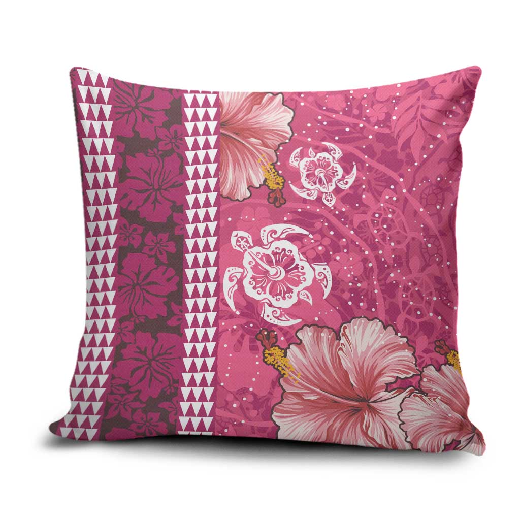 Pink Hibiscus Turle Pillow Cover Hawaiian Style Tribal Tapa Pattern - Polynesian Pride