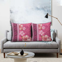 Pink Hibiscus Turle Pillow Cover Hawaiian Style Tribal Tapa Pattern - Polynesian Pride