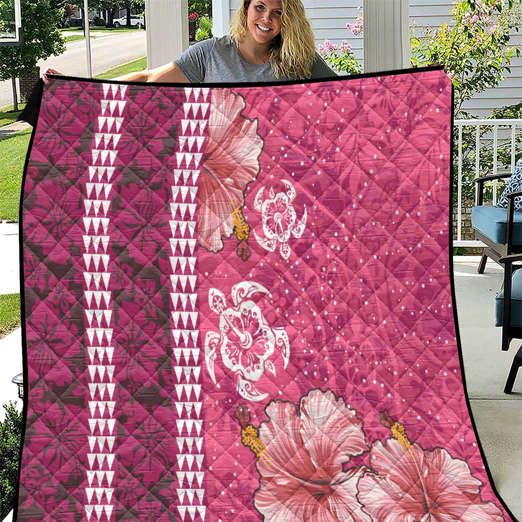 Pink Hibiscus Turle Quilt Hawaiian Style Tribal Tapa Pattern