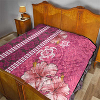 Pink Hibiscus Turle Quilt Hawaiian Style Tribal Tapa Pattern