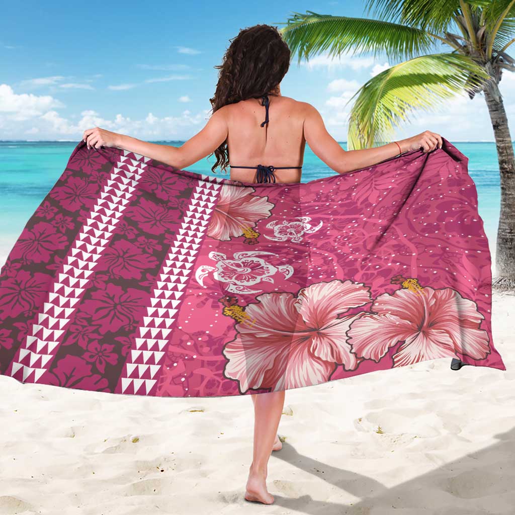 Pink Hibiscus Turle Sarong Hawaiian Style Tribal Tapa Pattern