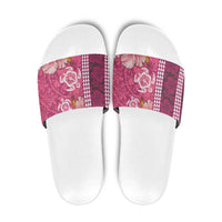 Pink Hibiscus Turle Slide Sandals Hawaiian Style Tribal Tapa Pattern - Polynesian Pride
