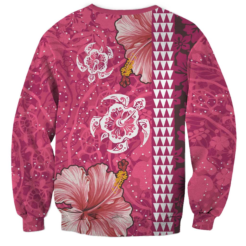 Pink Hibiscus Turle Sweatshirt Hawaiian Style Tribal Tapa Pattern