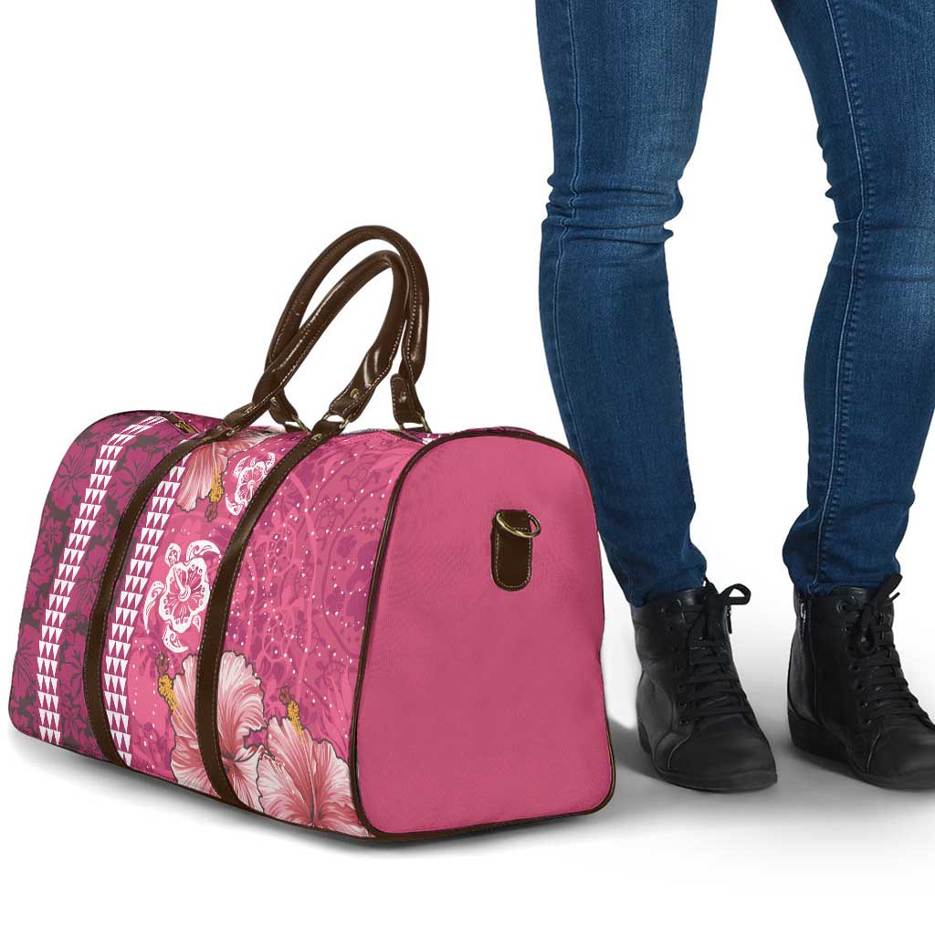 Pink Hibiscus Turle Travel Bag Hawaiian Style Tribal Tapa Pattern - Polynesian Pride