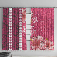 Pink Hibiscus Turle Window Curtain Hawaiian Style Tribal Tapa Pattern