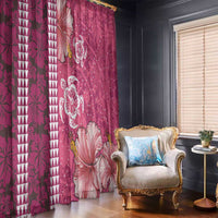 Pink Hibiscus Turle Window Curtain Hawaiian Style Tribal Tapa Pattern