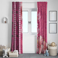 Pink Hibiscus Turle Window Curtain Hawaiian Style Tribal Tapa Pattern