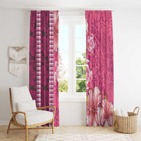 Pink Hibiscus Turle Window Curtain Hawaiian Style Tribal Tapa Pattern