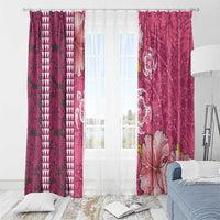Pink Hibiscus Turle Window Curtain Hawaiian Style Tribal Tapa Pattern