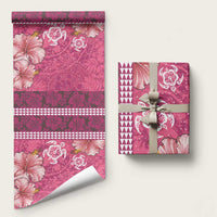 Pink Hibiscus Turle Wrapping Paper Hawaiian Style Tribal Tapa Pattern - Polynesian Pride