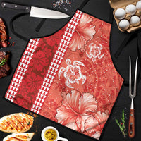 Red Hibiscus Turle Apron Hawaiian Style Tribal Tapa Pattern - Polynesian Pride