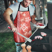 Red Hibiscus Turle Apron Hawaiian Style Tribal Tapa Pattern - Polynesian Pride