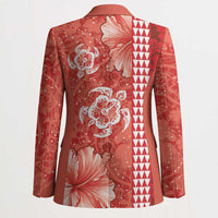 Red Hibiscus Turle Blazer Hawaiian Style Tribal Tapa Pattern - Polynesian Pride