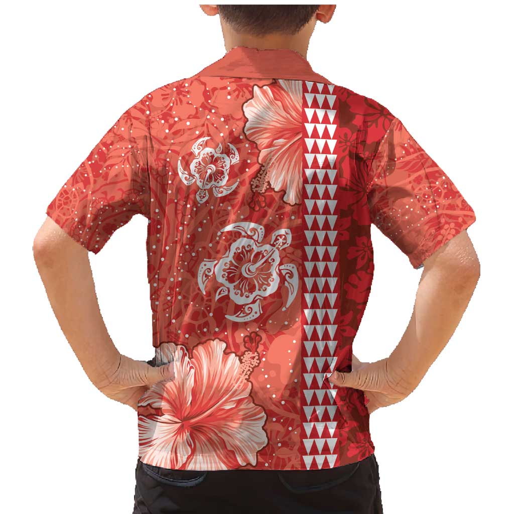 Red Hibiscus Turle Family Matching Mermaid Dress and Hawaiian Shirt Hawaiian Style Tribal Tapa Pattern