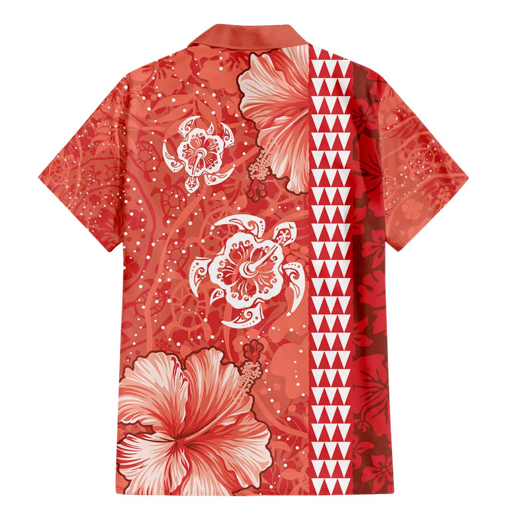 Red Hibiscus Turle Family Matching Mermaid Dress and Hawaiian Shirt Hawaiian Style Tribal Tapa Pattern