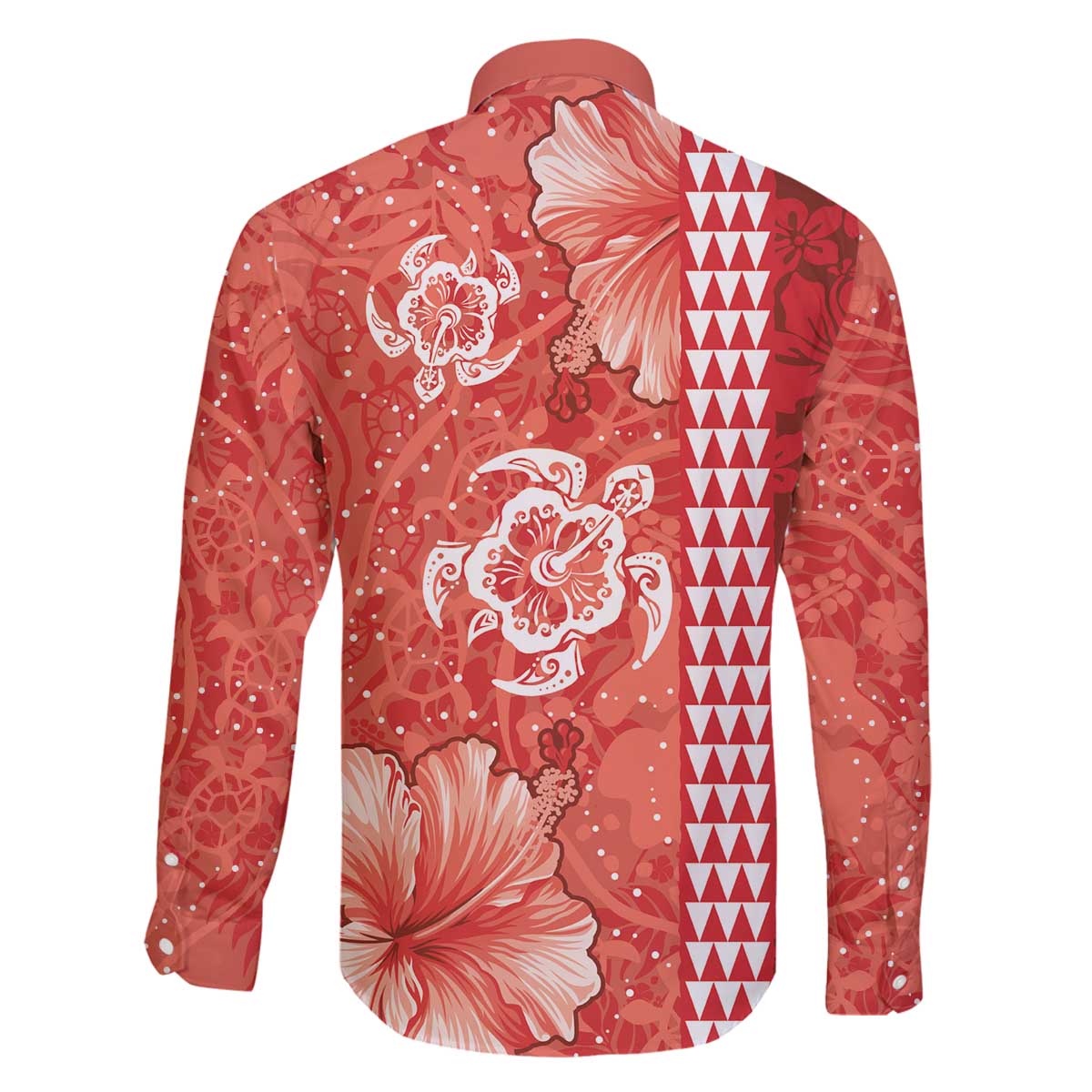 Red Hibiscus Turle Family Matching Off The Shoulder Long Sleeve Dress and Hawaiian Shirt Hawaiian Style Tribal Tapa Pattern