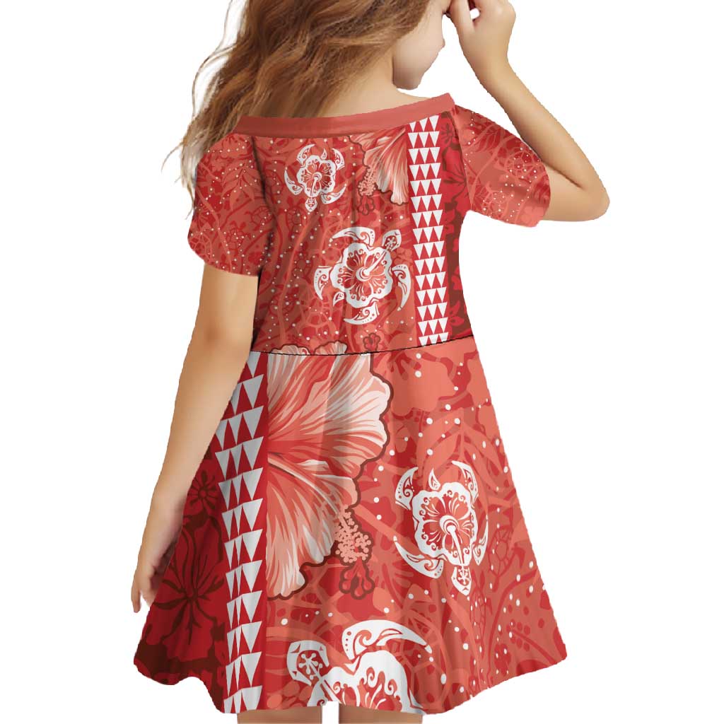 Red Hibiscus Turle Family Matching Summer Maxi Dress and Hawaiian Shirt Hawaiian Style Tribal Tapa Pattern