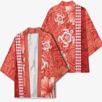 Red Hibiscus Turle Kimono Hawaiian Style Tribal Tapa Pattern - Polynesian Pride