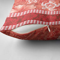 Red Hibiscus Turle Pillow Cover Hawaiian Style Tribal Tapa Pattern - Polynesian Pride