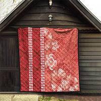 Red Hibiscus Turle Quilt Hawaiian Style Tribal Tapa Pattern