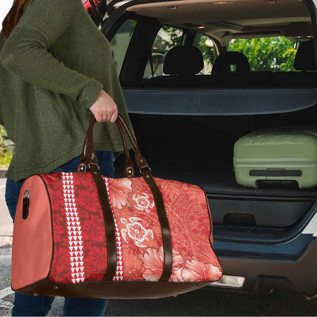 Red Hibiscus Turle Travel Bag Hawaiian Style Tribal Tapa Pattern LT9 - Polynesian Pride