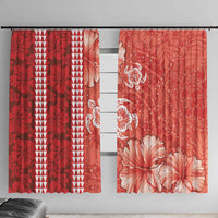 Red Hibiscus Turle Window Curtain Hawaiian Style Tribal Tapa Pattern