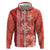 Red Hibiscus Turle Zip Hoodie Hawaiian Style Tribal Tapa Pattern