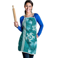 Teal Hibiscus Turle Apron Hawaiian Style Tribal Tapa Pattern - Polynesian Pride