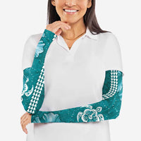 Teal Hibiscus Turle Arm Sleeves Hawaiian Style Tribal Tapa Pattern - Polynesian Pride