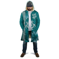 Teal Hibiscus Turle Cloak Hawaiian Style Tribal Tapa Pattern - Polynesian Pride