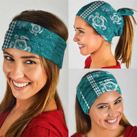 Teal Hibiscus Turle Neck Gaiter Hawaiian Style Tribal Tapa Pattern - Polynesian Pride