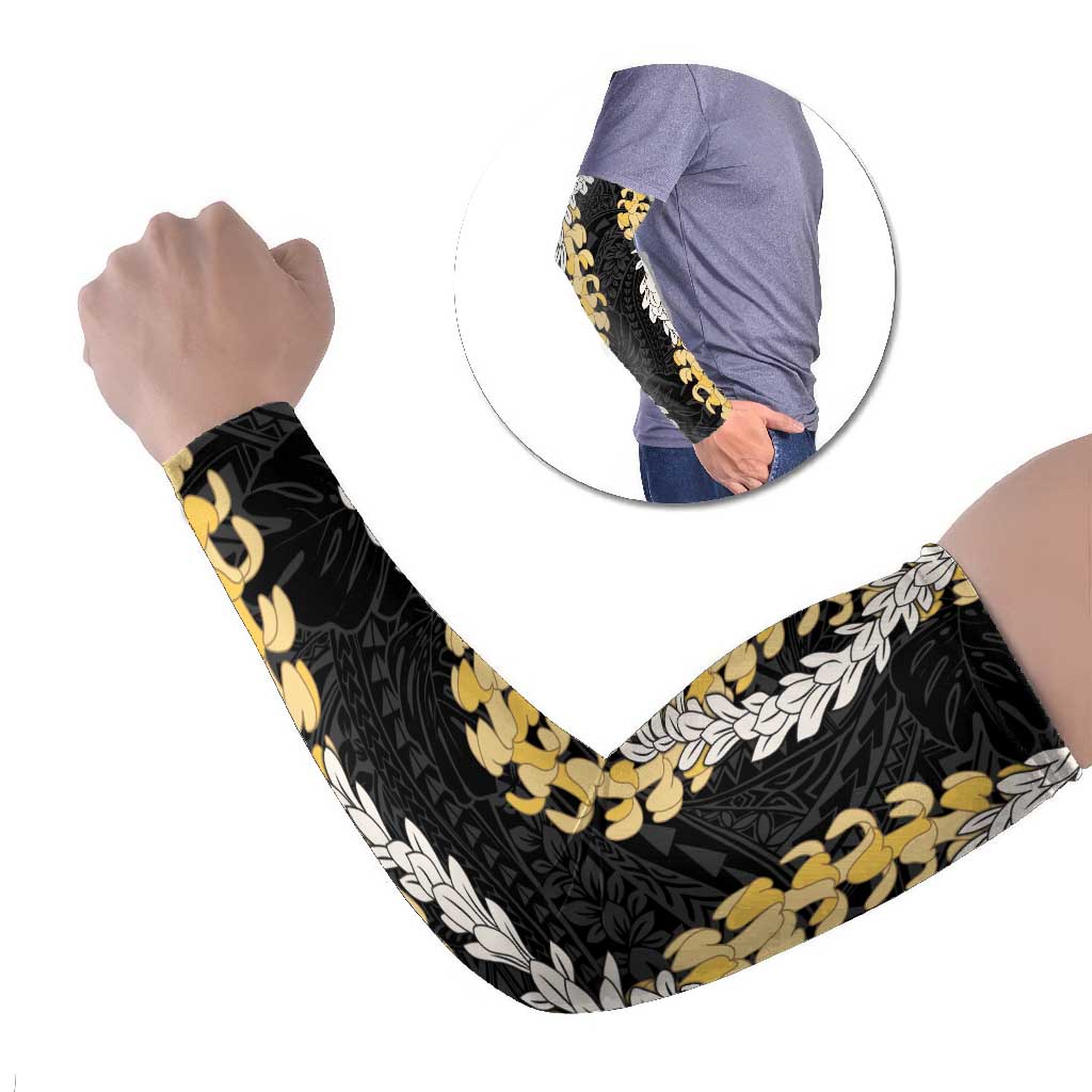 Puakenikeni and Maile Lei Arm Sleeves Black Double Strand Lei LT9 Set of 2 Black - Polynesian Pride