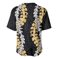Puakenikeni and Maile Lei Baseball Jersey Black Double Strand Lei