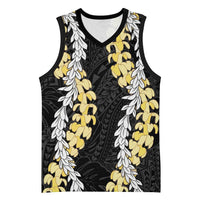 Puakenikeni and Maile Lei Basketball Jersey Black Double Strand Lei - Polynesian Pride
