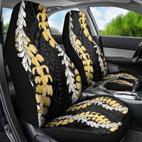Puakenikeni and Maile Lei Car Seat Cover Black Double Strand Lei