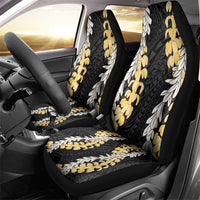 Puakenikeni and Maile Lei Car Seat Cover Black Double Strand Lei