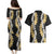 Puakenikeni and Maile Lei Couples Matching Puletasi and Hawaiian Shirt Black Double Strand Lei