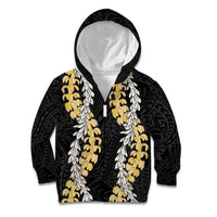 Puakenikeni and Maile Lei Kid Hoodie Black Double Strand Lei