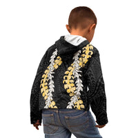 Puakenikeni and Maile Lei Kid Hoodie Black Double Strand Lei