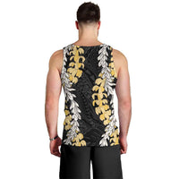 Puakenikeni and Maile Lei Men Tank Top Black Double Strand Lei LT9 - Polynesian Pride