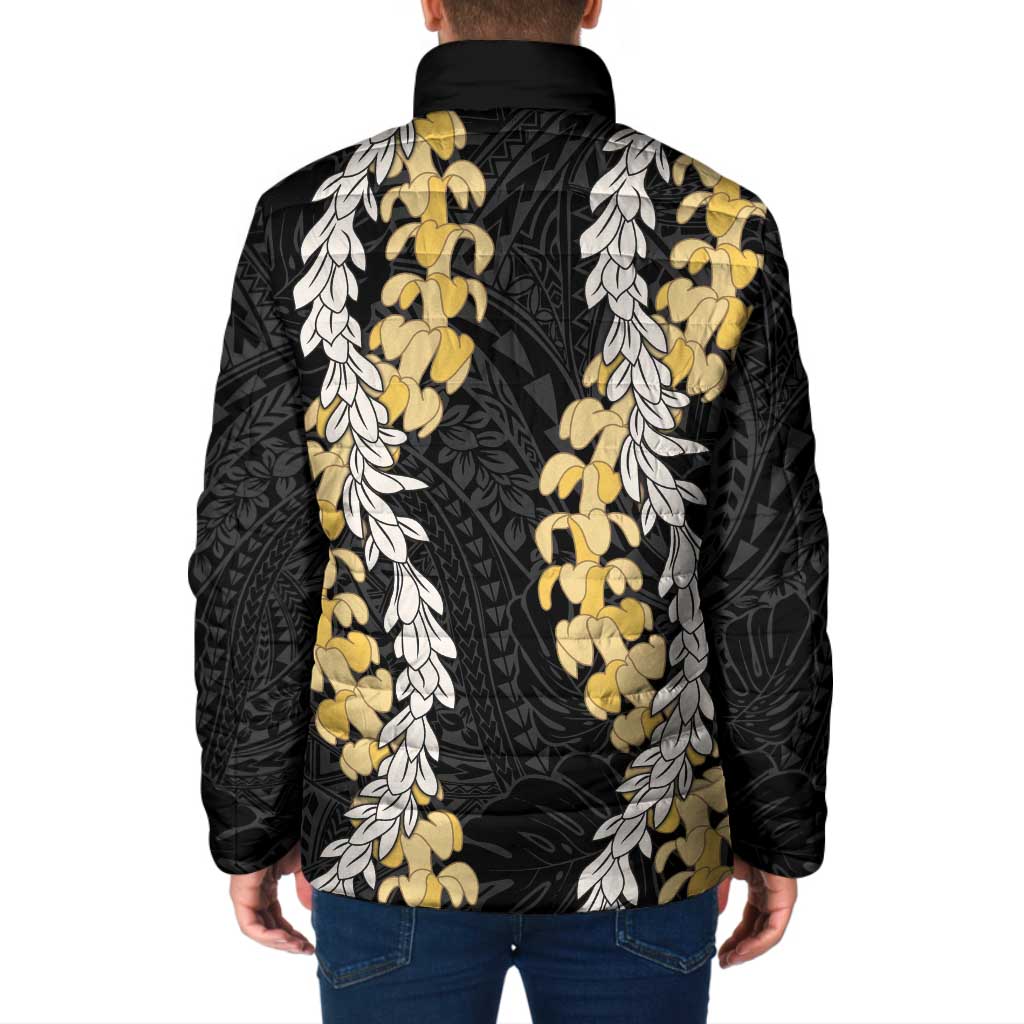 Puakenikeni and Maile Lei Padded Jacket Black Double Strand Lei LT9 - Polynesian Pride