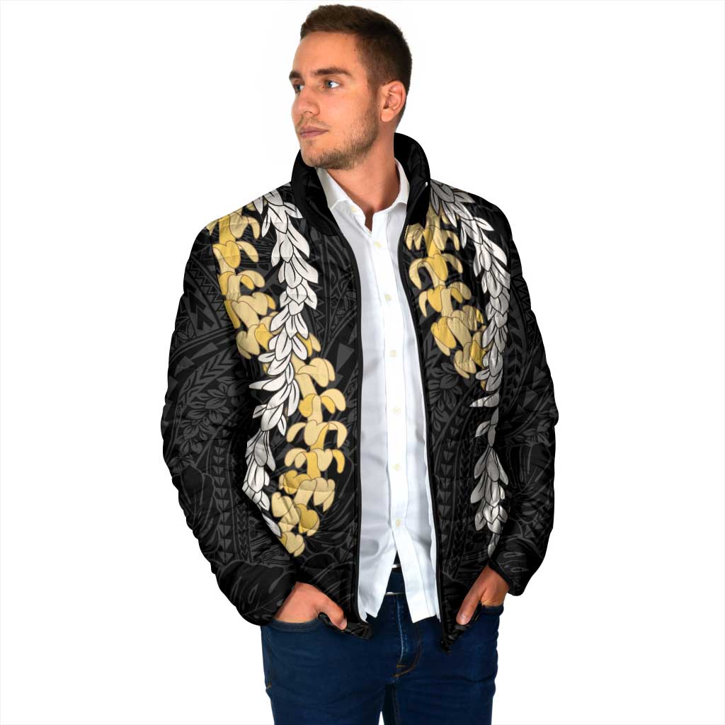 Puakenikeni and Maile Lei Padded Jacket Black Double Strand Lei LT9 - Polynesian Pride