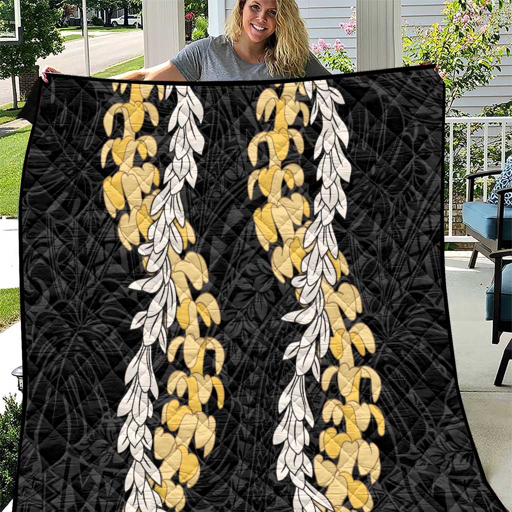Puakenikeni and Maile Lei Quilt Black Double Strand Lei